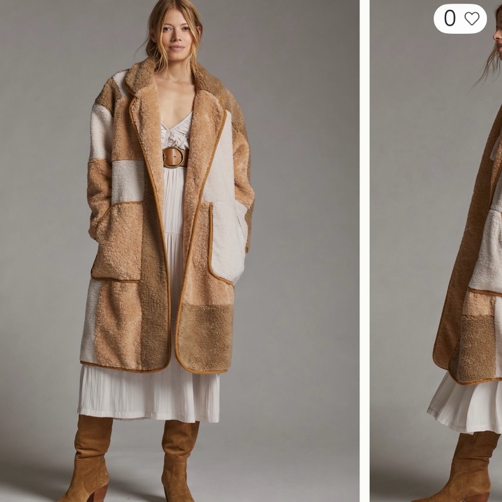Anthropologie Women's Tan and Cream Coat